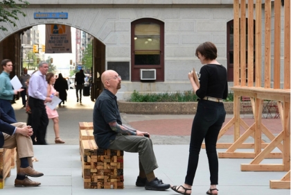 Terry Adkins’s temporary monument in City Hall Courtyard, 2015