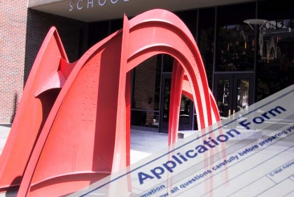 Calder sculpture with faded accepted application form in foreground