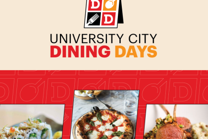 Sign for University City Dining Days. 