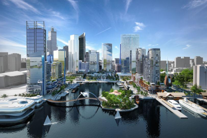 Rendering of cityscape design