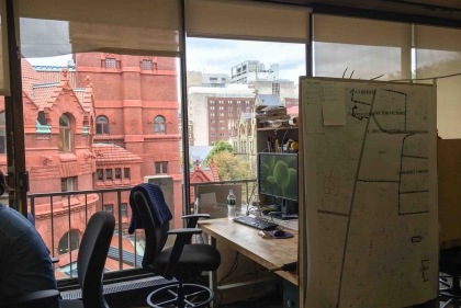 Fisher Fine Arts Library as seen from Veronika's studio