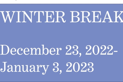 Winter break: December 23-January 3