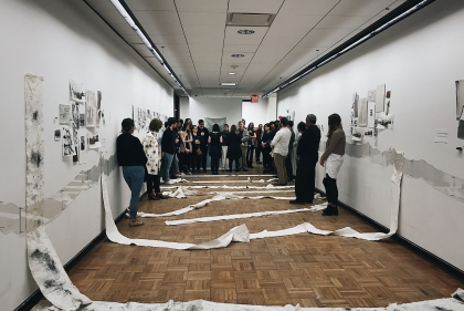 Sarah and Rivka held a final installation and performance at Meyerson Hall in April. Photo: Wes Chiang.