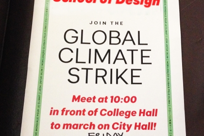 A flyer showing information for the climate strike