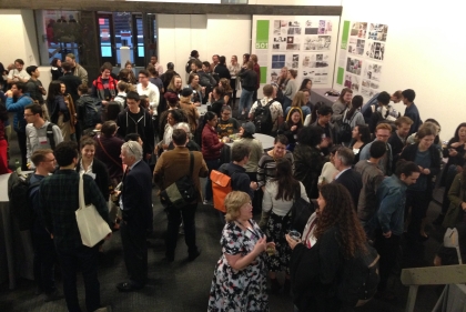 People mingling at open house