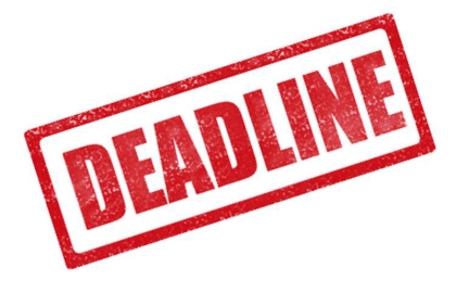 Text "Deadline" in all capitals and red lettering