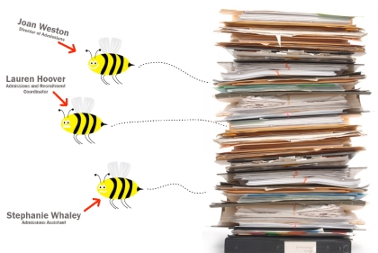 Illustration depicting staff members as bees