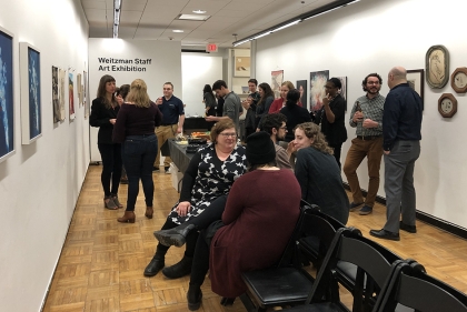 Gathering at the Weitzman Staff art exhibit
