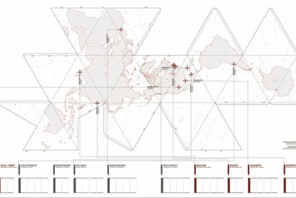 Dymaxion map featuring north pole as center of world