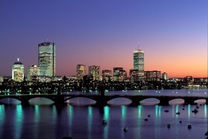 Boston skyline at night