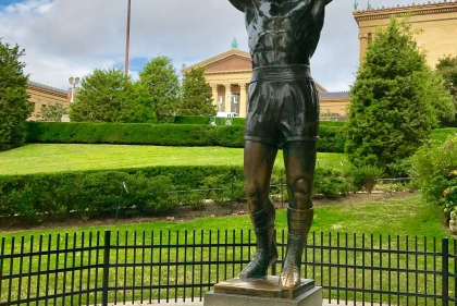 Rocky statue in front of art museum