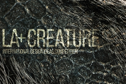 Graphic with text LA+ CREATURE with fur and scales