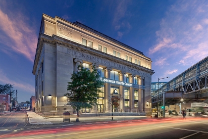 Historic building seen at night