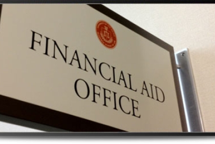 Sign saying Financial Aid Office