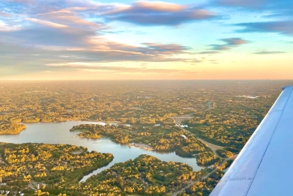 sunset view while flying