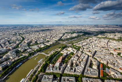 Aerial view of River Seine in Paris
