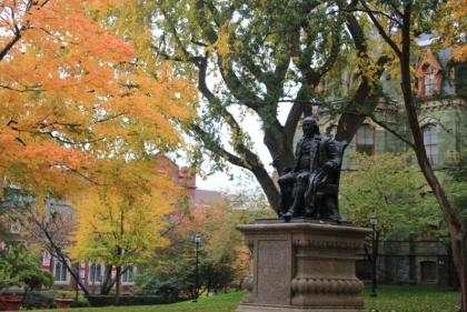 Statue of Ben Franklin on Penn Campus