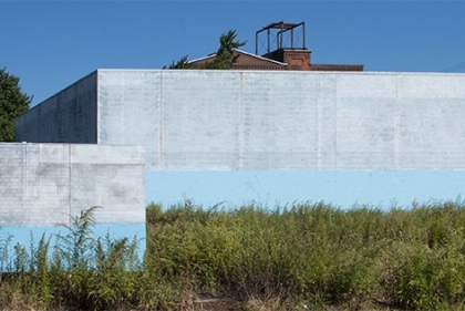 Two walls of industrial buildings