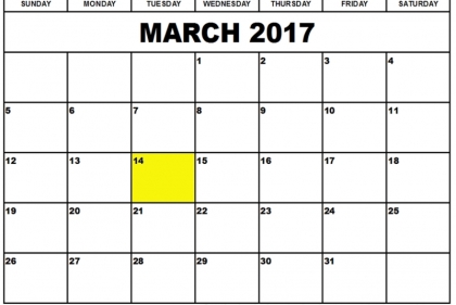 March 2017 Calendar Template