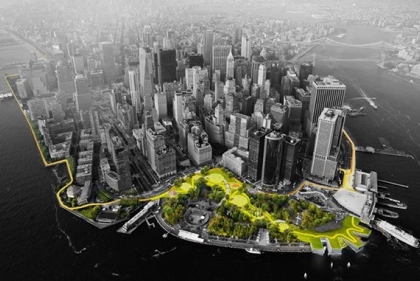 Cgi image of Battery area in NYC with project overlay