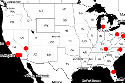 Map showing locations of prospective MUSA students