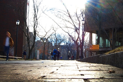 Walkway in Penn campus during the winter.