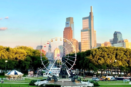Philly skyling with a ferris wheel