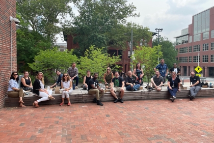 Weitzman staff enjoying lunch outside.