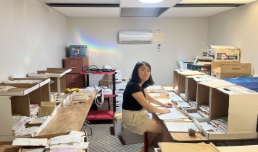 Working with the “historical” receipts in the records room (cr. Samantha Hardewig)