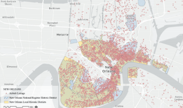 Map of Airbnb listings in New Orleans 