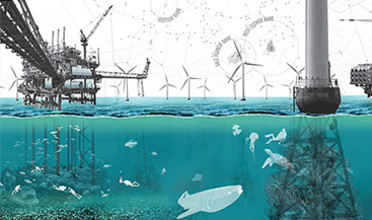 Rendering showing green energy proposals above and below the ocean