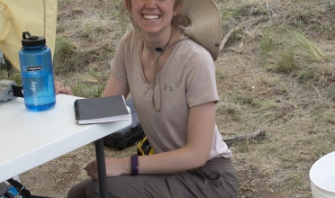 Smiling Caitlin on site