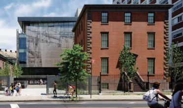 Building 92 in the Brooklyn Navy Yard: 1858 brick building with 2011 glass and steel addition