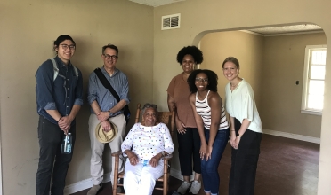 The CPCRS site assessment team with Mrs. Willodean Malden, member of the preservation council for the Trinity Lutheran Parsonage