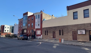 street with rowhouses