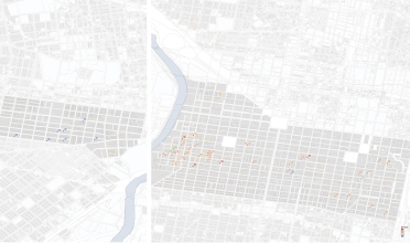 Mapping of the rowhouse buildings in Philadelphia