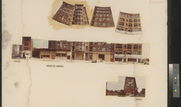 One panel out of a six-panel street view panorama of Philadelphia's Chinatown made by Sabrina Soong in the late 1970s