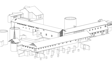 Screenshot of the three-dimensional model of the Midway Barn, created based on Point Cloud data.