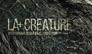 Graphic with text LA+ CREATURE with fur and scales