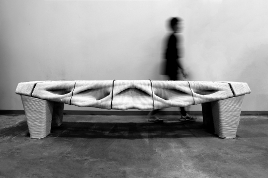 3D concrete printed post-tensioned 3-meter beam structure. Image credit: Hua Chai, Polyhedral Structures Lab, University of Pennsylvania.