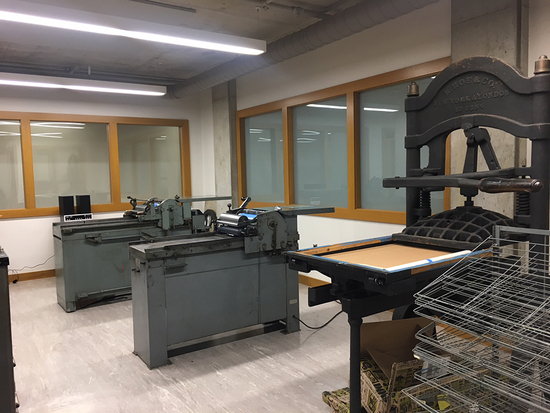 Studio with various kinds of printing presses