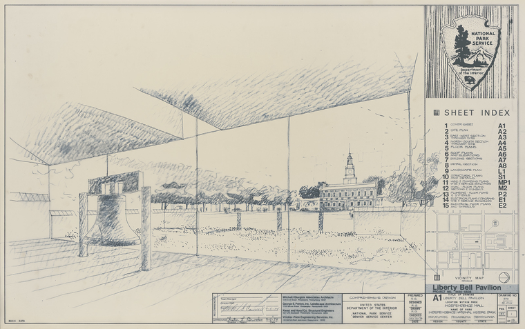 sketch of liberty bell exhibit