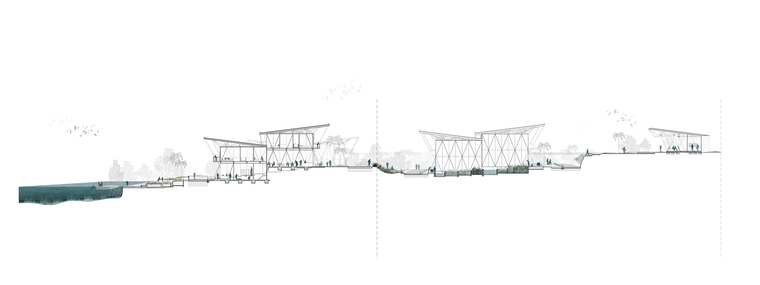 Representative Cluster Section Perspective of Adaptive Terraced Village