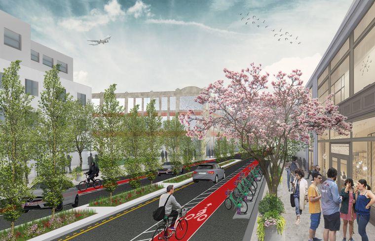 Rendering of improved streetscape in Newark