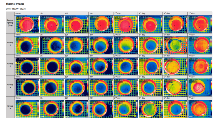 Thermal images showing results of testing