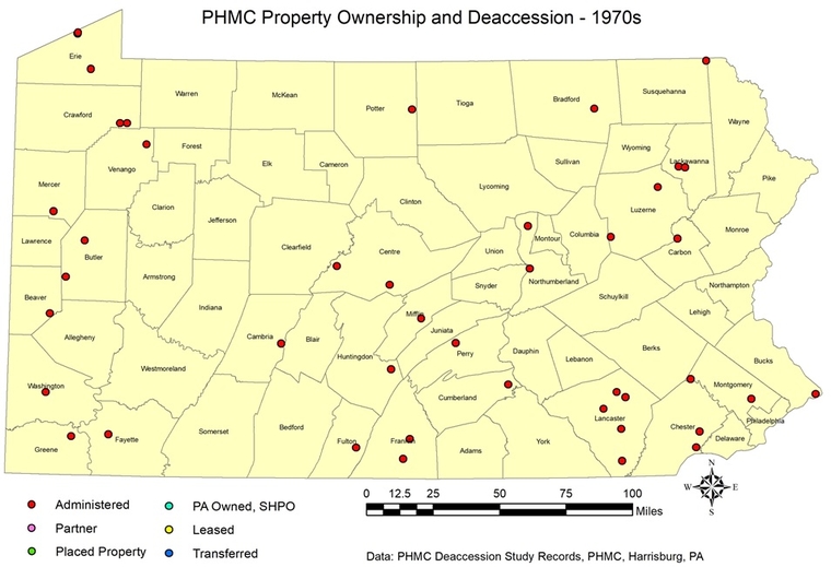 PHMC Property Ownership and Deaccession PA map 1970