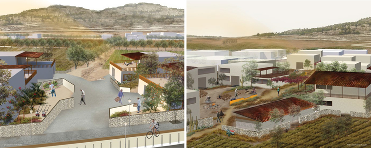 View of New Community Hubs - Agricultural and Pottery based (left to right)