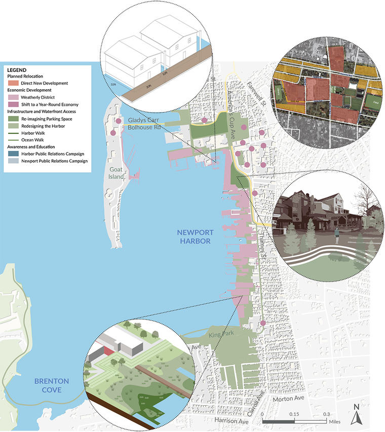 Map showing conditions around shore of Newport