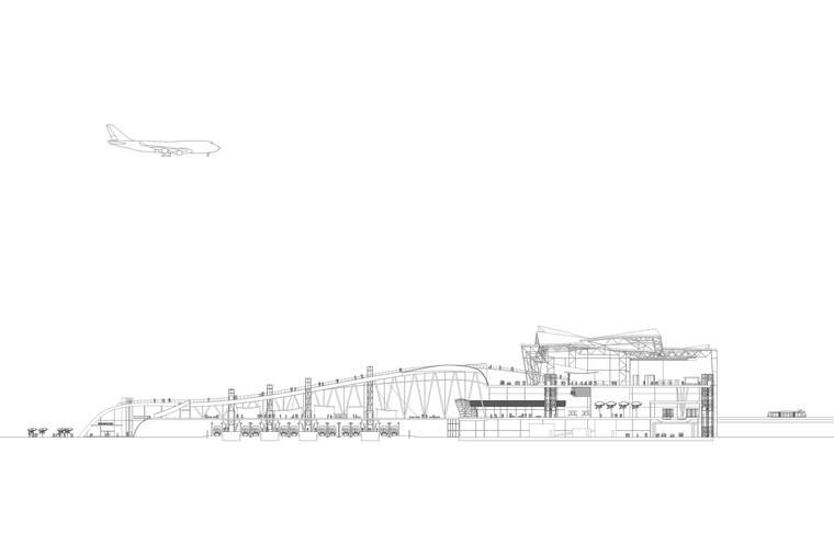 Section Drawing of the Newark Airport Transit Center and Headhouse