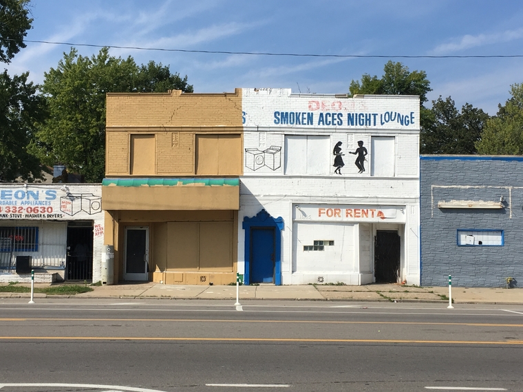 Facades of abandoned buildings